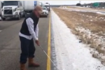 John Peterson Practices on Icy Highway 