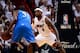 LeBron James defends Kevin Durant in the 2012 NBA Finals.