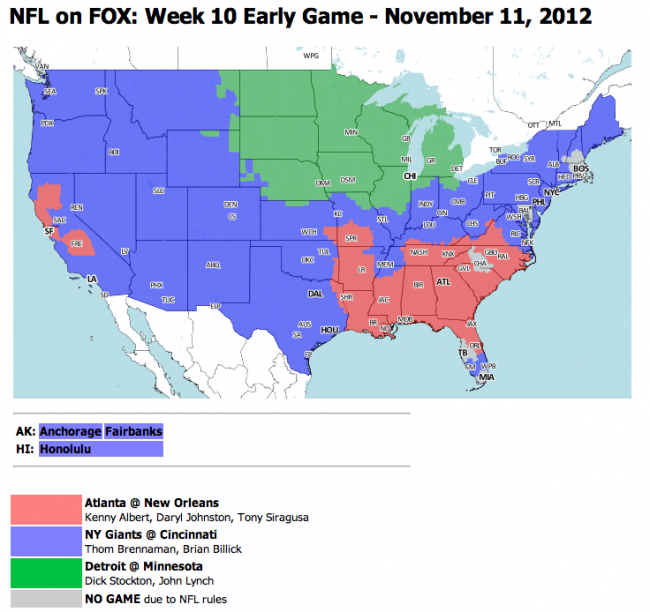 NFL TV Schedule Week 10 Coverage Maps for CBS and FOX Action