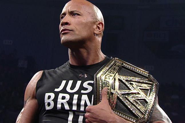 The Rock with the New WWE Title
