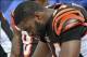 Oct 9, 2011; Jacksonville, FL, USA; Cincinnati Bengals tight end Jermaine Gresham (84) reacts on the sideline during a game against the Jacksonville Jaguars at EverBank Field. Mandatory Credit: Fernando Medina-USA TODAY Sports