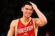 Feb. 22, 2013; Brooklyn, NY, USA; Houston Rockets point guard Jeremy Lin (7) gestures on the court against the Brooklyn Nets during the second half at Barclays Center. Houston won 106-96. Mandatory Credit: Debby Wong-USA TODAY Sports