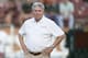 AUSTIN, TX - OCTOBER 20: University of Texas head coach Mack Brown looks on as his team warms up before the Big 12 Conference game against the Baylor University Bears on October 20, 2012 at Darrell K Royal-Texas Memorial Stadium in Austin, Texas. (Photo