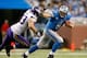 DETROIT, MI - SEPTEMBER 08: Matthew Stafford #9 of the Detroit Lions tries to outrun the tackle of Jared Allen #69 of the Minnesota Vikings during the fourth quarter at Ford Field on September 8, 2013 in Detroit, Michigan. Detroit won the game 34-24. (Pho