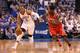 OKLAHOMA CITY, OK - APRIL 24: Russell Westbrook #0 of the Oklahoma City Thunder handles the ball under pressure from Patrick Beverley #12 of the Houston Rockets during Game Two of the Western Conference Quarterfinals of the 2013 NBA Playoffs at Chesapeak