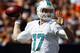 CLEVELAND, OH - SEPTEMBER 08: Quarterback Ryan Tannehill #17 of the Miami Dolphins throws to a receiver against the Cleveland Browns at Cleveland Browns Stadium on September 8, 2013 in Cleveland, Ohio. (Photo by Matt Sullivan/Getty Images)