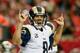 ATLANTA, GA - SEPTEMBER 15: Sam Bradford #8 of the St. Louis Rams calls out to his offense during the game against the Atlanta Falcons at Georgia Dome on September 15, 2013 in Atlanta, Georgia. (Photo by Kevin C. Cox/Getty Images)