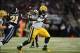 Aug 17, 2013; St. Louis, MO, USA; Green Bay Packers running back Eddie Lacy (27) carries the ball as St. Louis Rams cornerback Janoris Jenkins (21) defends during the first half at the Edward Jones Dome. Mandatory Credit: Jeff Curry-USA TODAY Sports