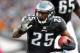 PHILADELPHIA, PA - OCTOBER 28: Running back LeSean McCoy #25 of the Philadelphia Eagles looks for room to run against the Atlanta Falcons during the first half in a game at Lincoln Financial Field on October 28, 2012 in Philadelphia, Pennsylvania. The Fal