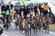 CAERPHILLY, WALES - SEPTEMBER 19: Sir Bradley Wiggins (R) wearing the gold leaders jersey of Team Sky Procycling follows team mates above the town of Merthyr Tydfil during stage five of the Tour of Britain from Machynlleth to Caerphilly on September 19,