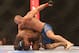 September 22, 2012; Toronto, ON, CANADA; UFC fighter Mitch Gagnon (top) fights against UFC fighter Walel Watson in the bantamweight fight during UFC 152 at the Air Canada Centre. Mandatory Credit: Tom Szczerbowski-USA TODAY Sports