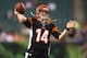 CINCINNATI, OH - SEPTEMBER 16: Andy Dalton #14 of the Cincinnati Bengals throws a pass before the NFL game against the Pittsburgh Steelers at Paul Brown Stadium on September 16, 2013 in Cincinnati, Ohio. (Photo by Andy Lyons/Getty Images)