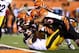 CINCINNATI, OH - SEPTEMBER 16: Running back Giovani Bernard #25 of the Cincinnati Bengals dives into the endzone for a seven-yard touchdown run in the first quarter against the Pittsburgh Steelers in the first half at Paul Brown Stadium on September 16,