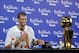 Jun 20, 2013; Miami, FL, USA; Miami Heat small forward Shane Battier addresses the media after game seven in the 2013 NBA Finals at American Airlines Arena. Miami Heat won 95-88 to win the NBA Championship. Mandatory Credit: Steve Mitchell-USA TODAY Sport
