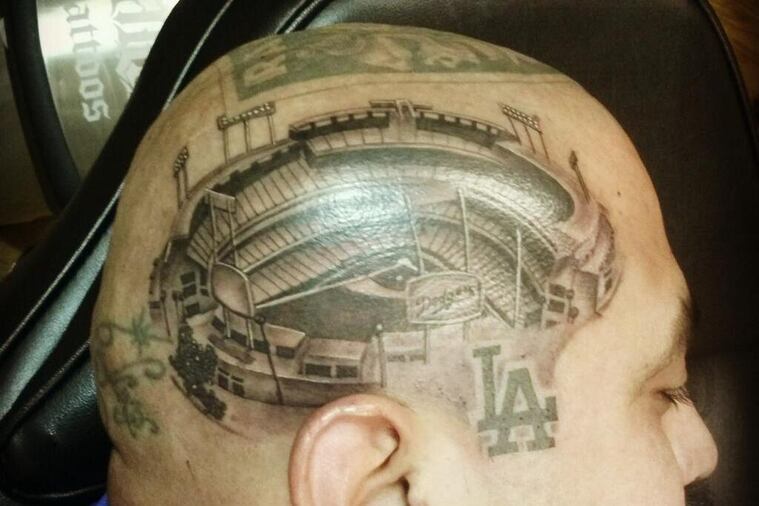 Fan Gets Dodgers Stadium Tattooed on His Head