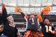 CINCINNATI, OH - OCTOBER 07: Bengals fans celebrate after A.J. Green #18 of the Cincinnati Bengals (not pictured) scored a 4th quarter touchdown against the Miami Dolphins at Paul Brown Stadium on October 7, 2012 in Cincinnati, Ohio. The Dolphins won, 17