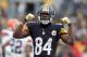 PITTSBURGH, PA - DECEMBER 30: Antonio Brown #84 of the Pittsburgh Steelers gestures during the game against the Cleveland Browns at Heinz Field on December 30, 2012 in Pittsburgh, Pennsylvania. (Photo by Karl Walter/Getty Images)