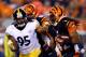 CINCINNATI, OH - SEPTEMBER 16: rRnning back BenJarvus Green-Ellis #42 of the Cincinnati Bengals runs the ball against linebacker Jarvis Jones #95 of the Pittsburgh Steelers in the first quarter at Paul Brown Stadium on September 16, 2013 in Cincinnati, O
