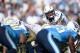 Sep 16, 2012; San Diego, CA, USA; San Diego Chargers quarterback Philip Rivers (17) before a snap against the Tennessee Titans during the fourth quarter at Qualcomm Stadium. Mandatory Credit: Jake Roth-USA TODAY Sports