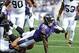 Sep 15, 2013; Baltimore, MD, USA; Baltimore Ravens running back Bernard Pierce (30) is tackled by Cleveland Browns defensive back Joe Haden (23) during the second half at M&T Bank Stadium. The Ravens won 14 - 6. Mandatory Credit: Brad Mills-USA TODAY Spor