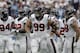 HOUSTON, TX - SEPTEMBER 15: J.J. Watt #99 of the Houston Texans and the defensive line during a break at Reliant Stadium on September 15, 2013 in Houston, Texas. (Photo by Bob Levey/Getty Images)