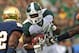 SOUTH BEND, IN - SEPTEMBER 21: Jeremy Langford #33 of the Michigan State Spartans runs against the Notre Dame Fighting Irish at Notre Dame Stadium on September 21, 2013 in South Bend, Indiana.(Photo by Jonathan Daniel/Getty Images)