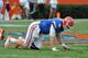 GAINESVILLE, FL - SEPTEMBER 21: Quarterback Jeff Driskel #6 of the Florida Gators falls to a knee injury in the 1st quarter against the Tennessee Volunteers September 21, 2013 at Ben Hill Griffin Stadium at Florida Field in Gainesville, Florida. (Photo
