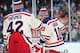 Then New York Ranger forwards Artem Anisimov and Marian Gaborik skate during warm-ups of the 2012 Bridgestone Winter Classic.