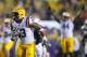 BATON ROUGE, LA - SEPTEMBER 21: Jeremy Hill #33 of the LSU Tigers runs for a touchdown against the Auburn Tigers at Tiger Stadium on September 21, 2013 in Baton Rouge, Louisiana. (Photo by Chris Graythen/Getty Images)