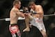 Sep 21, 2013; Toronto, Ontario, CAN; Khabib Nurmagomedov (right) throws a knee at Pat Healy during their Lightweight bout at UFC 165 at the Air Canada Centre. Mandatory Credit: Tom Szczerbowski-USA TODAY Sports