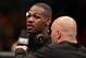 Sep 21, 2013; Toronto, Ontario, CAN; Jon Jones is interviewed by Joe Rogan after defeating Alexander Gustafsson (not pictured) during their light heavyweight championship bout at UFC 165 at the Air Canada Centre. Mandatory Credit: Tom Szczerbowski-USA TOD