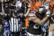 Sep 8, 2013; Cleveland, OH, USA; Cleveland Browns tight end Jordan Cameron (84) celebrates his 7-yard touchdown catch during the second quarter against the Miami Dolphins at FirstEnergy Stadium. Mandatory Credit: Ken Blaze-USA TODAY Sports