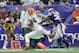 MINNEAPOLIS, MN - SEPTEMBER 22: Jordan Cameron #84 of the Cleveland Browns scores a touchdown as Jamarca Sanford #33 of the Minnesota Vikings attempts to push Cameron out of bounds before crossing the goal line during the second quarter of the game on Sep