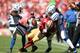 SAN FRANCISCO, CA - SEPTEMBER 22: Anthony Dixon #24 of the San Francisco 49ers runs against Kelvin Sheppard #52 of the Indianapolis Colts and Antoine Bethea #41 at Candlestick Park on September 22, 2013 in San Francisco, California. (Photo by Jed Jacobs