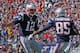 FOXBORO, MA - SEPTEMBER 22: Tom Brady #12 of the New England Patriots and Kenbrell Thompkins #85 celebrate a touchdown during the first quarter in a game with the Tampa Bay Buccaneers at Gillette Stadium on September 22, 2013 in Foxboro, Massachusetts. (