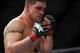 Feb 15, 2012; Omaha, NE, USA; Jake Ellenberger (not pictured) fights with Diego Sanchez in the main event during UFC on Fuel TV 1 at Omaha Civic Auditorium. Mandatory Credit: Matt Ryerson-USA TODAY Sports