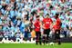 MANCHESTER, ENGLAND - SEPTEMBER 22: (L-R)Wayne Rooney, Michael Carrick and Danny Welbeck of Manchester United look dejected during the Barclays Premier League match between Manchester City and Manchester United at the Etihad Stadium on September 22, 2013