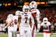 NEW ORLEANS, LA - JANUARY 02: DeVante Parker #9 celebrates his second quater touchdown with Damian Copeland #7 of the Louisville Cardinals during the Allstate Sugar Bowl against the Florida Gators at Mercedes-Benz Superdome on January 2, 2013 in New Orle