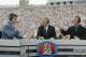 TALLAHASSEE, FL - OCTOBER 26: ESPN College GameDay announcers (l to r) Chris Fowler, Lee Corso and Kirk Herbstreit comment during the NCAA football game between Notre Dame and Florida State at Doak Campbell Stadium on October 26, 2002 in Tallahassee, Flo