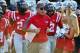 Mississippi head coach Hugh Freeze looks to thwart the Tide's defense.