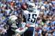 Sep 22, 2013; Nashville, TN, USA; Tennessee Titans wide receiver Justin Hunter (15) is defended in the end zone by San Diego Chargers free safety Eric Weddle (32) during the first half at LP Field. Mandatory Credit: Don McPeak-USA TODAY Sports