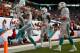 MIAMI GARDENS, FL - SEPTEMBER 22: Brian Hartline #82 of the Miami Dolphins reacts to scoring a touchdown pass during a game against the Atlanta Falcons at Sun Life Stadium on September 22, 2013 in Miami Gardens, Florida. (Photo by Mike Ehrmann/Getty Ima