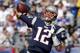 FOXBORO, MA - SEPTEMBER 22: Quarterback Tom Brady #12 of the New England Patriots throws downfield against the Tampa Bay Buccaneers during the first half at Gillette Stadium on September 22, 2013 in Foxboro, Massachusetts. (Photo by Winslow Townson/Gett