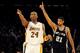 LOS ANGELES, CA - JANUARY 25: Tim Duncan #21 of the San Antonio Spurs reacts to a foul next to Kobe Bryant #24 of the Los Angeles Lakers during the forth quarter at the Staples Center on January 25, 2009 in Los Angeles, California. The Lakers defeated t