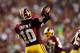 LANDOVER, MD - SEPTEMBER 09: Quarterback Robert Griffin III #10 of the Washington Redskins throws a pass against the Philadelphia Eagles during the second half at FedExField on September 9, 2013 in Landover, Maryland. (Photo by Rob Carr/Getty Images)