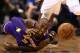DALLAS, TX - FEBRUARY 24: Kobe Bryant #24 of the Los Angeles Lakers falls after fouled by O.J. Mayo #32 of the Dallas Mavericks at American Airlines Center on February 24, 2013 in Dallas, Texas. NOTE TO USER: User expressly acknowledges and agrees that