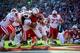 PASADENA, CA - JANUARY 01: Ryan Hewitt #85 of the Stanford Cardinal is tackled for no-gain as he is hit by Dezmen Southward #12 of the Wisconsin Badgers against the Wisconsin Badgers in the 99th Rose Bowl Game Presented by Vizio on January 1, 2013 at the