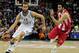LONDON, ENGLAND - MAY 12: Rudy Fernandez of Real Madrid tussles with Acie Law of Olympiacos Piraeus during the Turkish Airlines EuroLeague Final Four final between Olympiacos Piraeus and Real Madrid at the O2 Arena on May 12, 2013 in London, England. (P