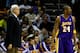 CHARLOTTE, NC - MARCH 31: Head coach Phil Jackson watches on with his player Kobe Bryant #24 of the Los Angeles Lakers during the game against the Charlotte Bobcats at Time Warner Cable Arena on March 31, 2009 in Charlotte, North Carolina. NOTE TO USER: