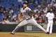 ST. PETERSBURG, FL - SEPTEMBER 19: Pitcher Yu Darvish #11 of the Texas Rangers starts against the Tampa Bay Rays September 19, 2013 at Tropicana Field in St. Petersburg, Florida. Darvish was the winnng pitcher and Texas won 8 - 2. (Photo by Al Messersc